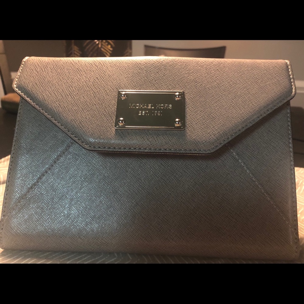 Michael Kors leather clutch iPad mini case. Gray.